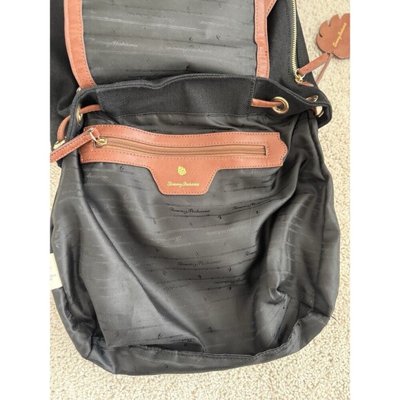 Tommy Bahama Koki Beach Backpack 13x11x4 Linen Cotton Black Mixed Media‎ Pockets main image 8